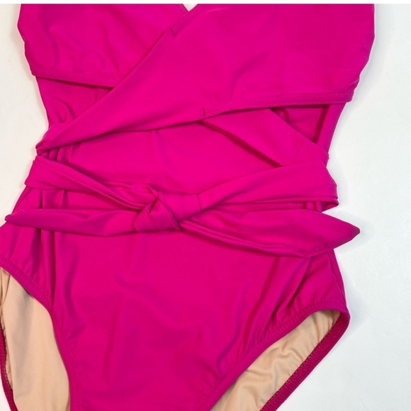 Karla Colletto Prima Ballet Wrap Tie Surplice One-piece Swimsuit Fuchsia Size 12 - Picture 2 of 7